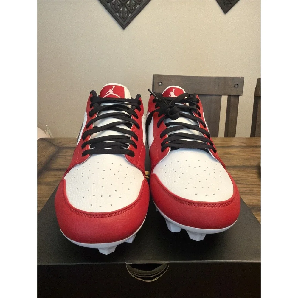 Size 14 Nike Air Jordan 1 Low TD Football Cleats Chicago White Red FJ6245-106